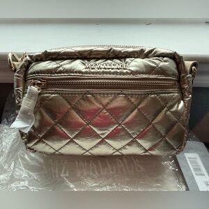 MZ Wallace Platinum Metallic Lacquer Mini Crosby NWT